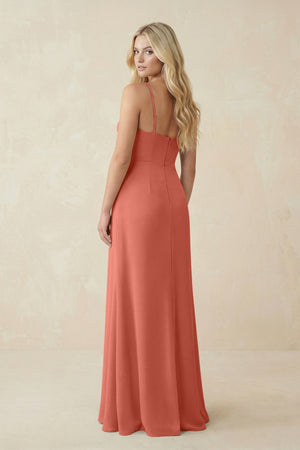 Ruched Sheath Spaghetti Strap Chiffon Bridesmaid Dress in Wild Rose - SHE IS ME BRIDESMAID DRESSES
