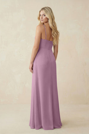 Ruched Sheath Spaghetti Strap Chiffon Bridesmaid Dress in Wisteria - SHE IS ME BRIDESMAID DRESSES