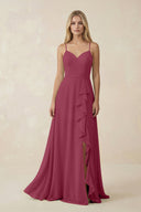 Ruffled Hem A-Line Chiffon Bridesmaid Dress in Desert Rose - SHE IS ME BRIDESMAID DRESSES