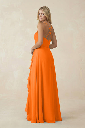 Ruffled Hem A-Line Chiffon Bridesmaid Dress in Cinnamon - SHE IS ME BRIDESMAID DRESSES