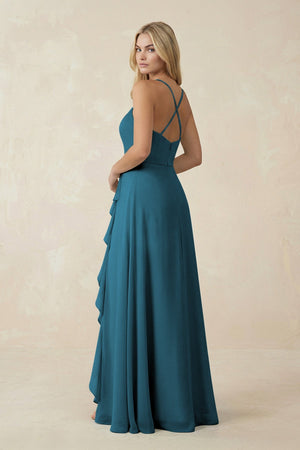 Ruffled Hem A-Line Chiffon Bridesmaid Dress in Dark Teal - SHE IS ME BRIDESMAID DRESSES