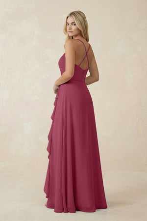 Ruffled Hem A-Line Chiffon Bridesmaid Dress in Desert Rose - SHE IS ME BRIDESMAID DRESSES