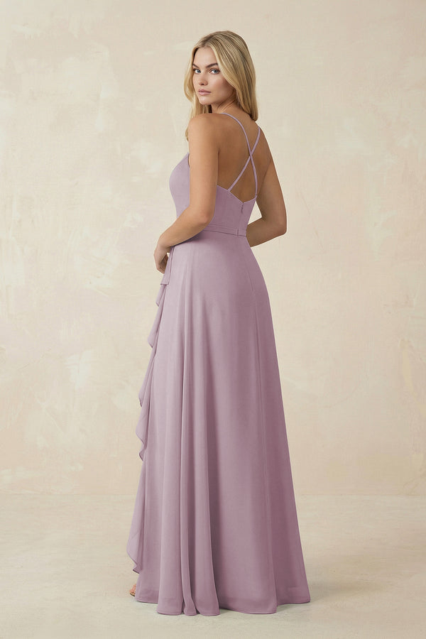 Ruffled Hem A-Line Chiffon Bridesmaid Dress in Dusk - SHE IS ME BRIDESMAID DRESSES