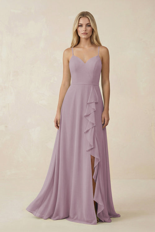 Ruffled Hem A-Line Chiffon Bridesmaid Dress in Dusk - SHE IS ME BRIDESMAID DRESSES