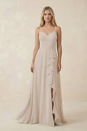 Ruffled Hem A-Line Chiffon Bridesmaid Dress in Frost - SHE IS ME BRIDESMAID DRESSES