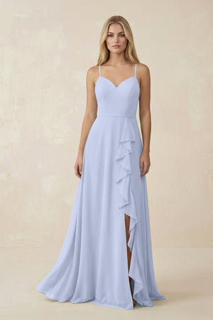 Ruffled Hem A-Line Chiffon Bridesmaid Dress in Ice - SHE IS ME BRIDESMAID DRESSES