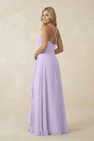 Ruffled Hem A-Line Chiffon Bridesmaid Dress in Lavender - SHE IS ME BRIDESMAID DRESSES