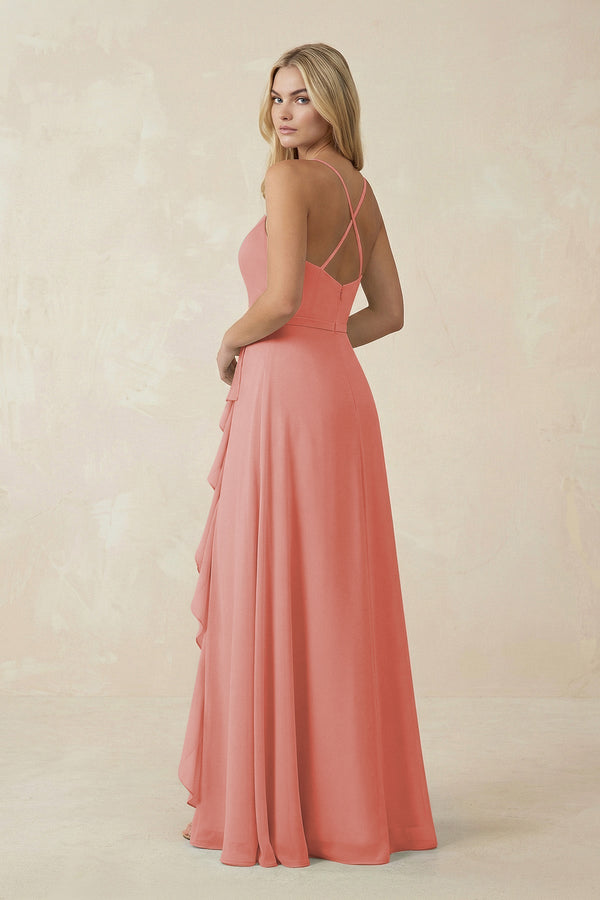 Ruffled Hem A-Line Chiffon Bridesmaid Dress in Mulberry - SHE IS ME BRIDESMAID DRESSES