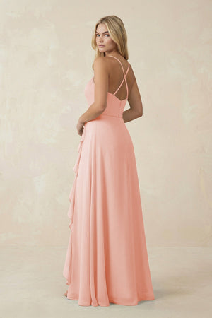 Ruffled Hem A-Line Chiffon Bridesmaid Dress in Rose Petal - SHE IS ME BRIDESMAID DRESSES