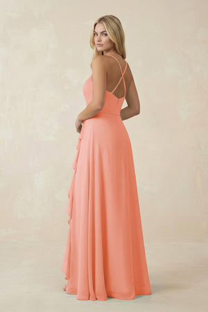 Ruffled Hem A-Line Chiffon Bridesmaid Dress in Rosette - SHE IS ME BRIDESMAID DRESSES