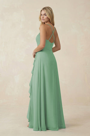 Ruffled Hem A-Line Chiffon Bridesmaid Dress in Sea Glass - SHE IS ME BRIDESMAID DRESSES