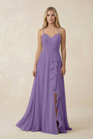 Ruffled Hem A-Line Chiffon Bridesmaid Dress in Tahiti - SHE IS ME BRIDESMAID DRESSES