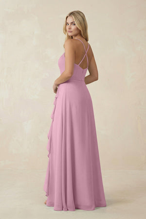 Ruffled Hem A-Line Chiffon Bridesmaid Dress in Vintage Mauve - SHE IS ME BRIDESMAID DRESSES