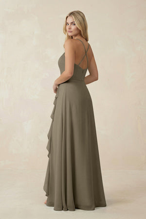 Ruffled Hem A-Line Chiffon Bridesmaid Dress in Willow Green - SHE IS ME BRIDESMAID DRESSES