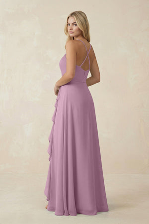 Ruffled Hem A-Line Chiffon Bridesmaid Dress in Wisteria - SHE IS ME BRIDESMAID DRESSES