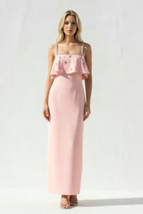 Ruffled Maxi Dress With Beading in Pink - KISS BRIDAL PROM DRESSES