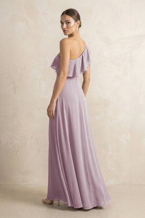 Ruffled One - Shoulder A - Line Chiffon Bridesmaid Dress in Dusk - KISS BRIDAL Bridesmaid Dresses