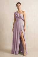 Ruffled One - Shoulder A - Line Chiffon Bridesmaid Dress in Dusk - KISS BRIDAL Bridesmaid Dresses