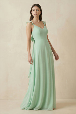Ruffled Sleeve A - Line Chiffon Bridesmaid Dress - SHE IS ME Bridesmaid Dresses
