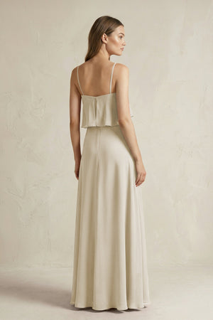 Ruffled Spaghetti Strap A - Line Chiffon Bridesmaid Dress in Dove Gray - SHE IS ME Bridesmaid Dresses