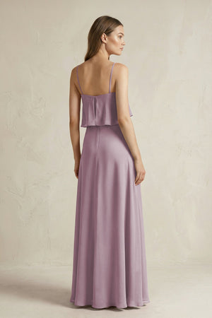 Ruffled Spaghetti Strap A - Line Chiffon Bridesmaid Dress in Dusk - KISS BRIDAL Bridesmaid Dresses