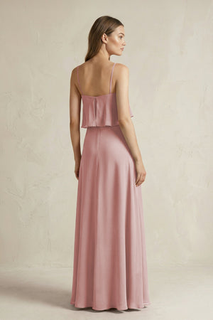 Ruffled Spaghetti Strap A - Line Chiffon Bridesmaid Dress in Dusty Rose - SHE IS ME Bridesmaid Dresses