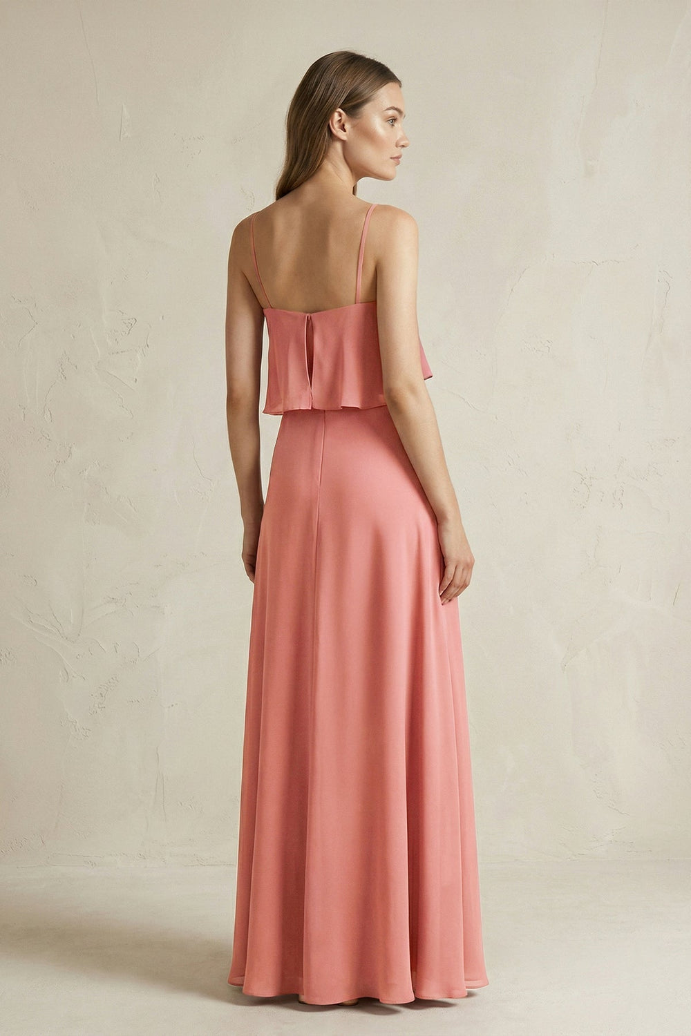 Ruffled Spaghetti Strap A-Line Chiffon Bridesmaid Dress in Mulberry - SHE IS ME BRIDESMAID DRESSES