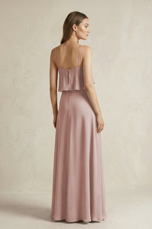 Ruffled Spaghetti Strap A - Line Chiffon Bridesmaid Dress in Toffee - KISS BRIDAL Bridesmaid Dresses