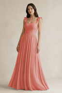 Ruffled Spaghetti Strap Chiffon A - Line Bridesmaid Dress in Mulberry - KISS BRIDAL Bridesmaid Dresses