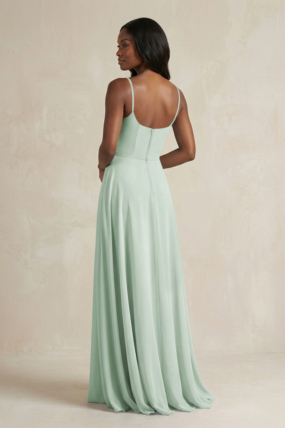 A-Line Spaghetti Straps Chiffon Bridesmaid Dress in Sage