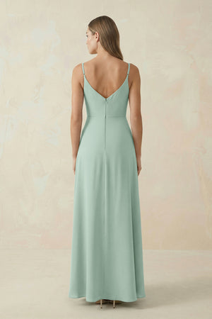 Sage Cami Strap A-Line Chiffon Bridesmaid Dress (2) | KISSBRIDAL