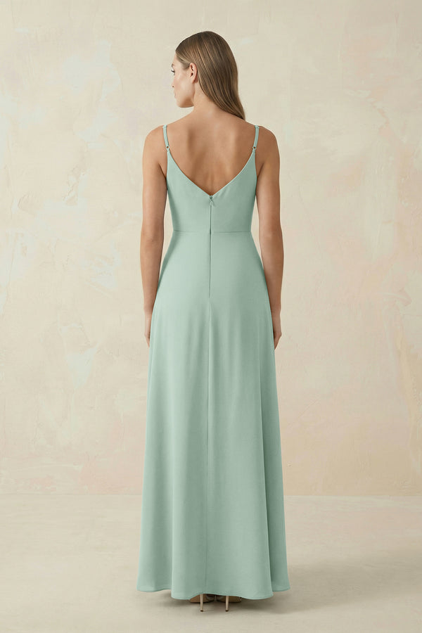 Sage Cami Strap A-Line Chiffon Bridesmaid Dress (2) | KISSBRIDAL