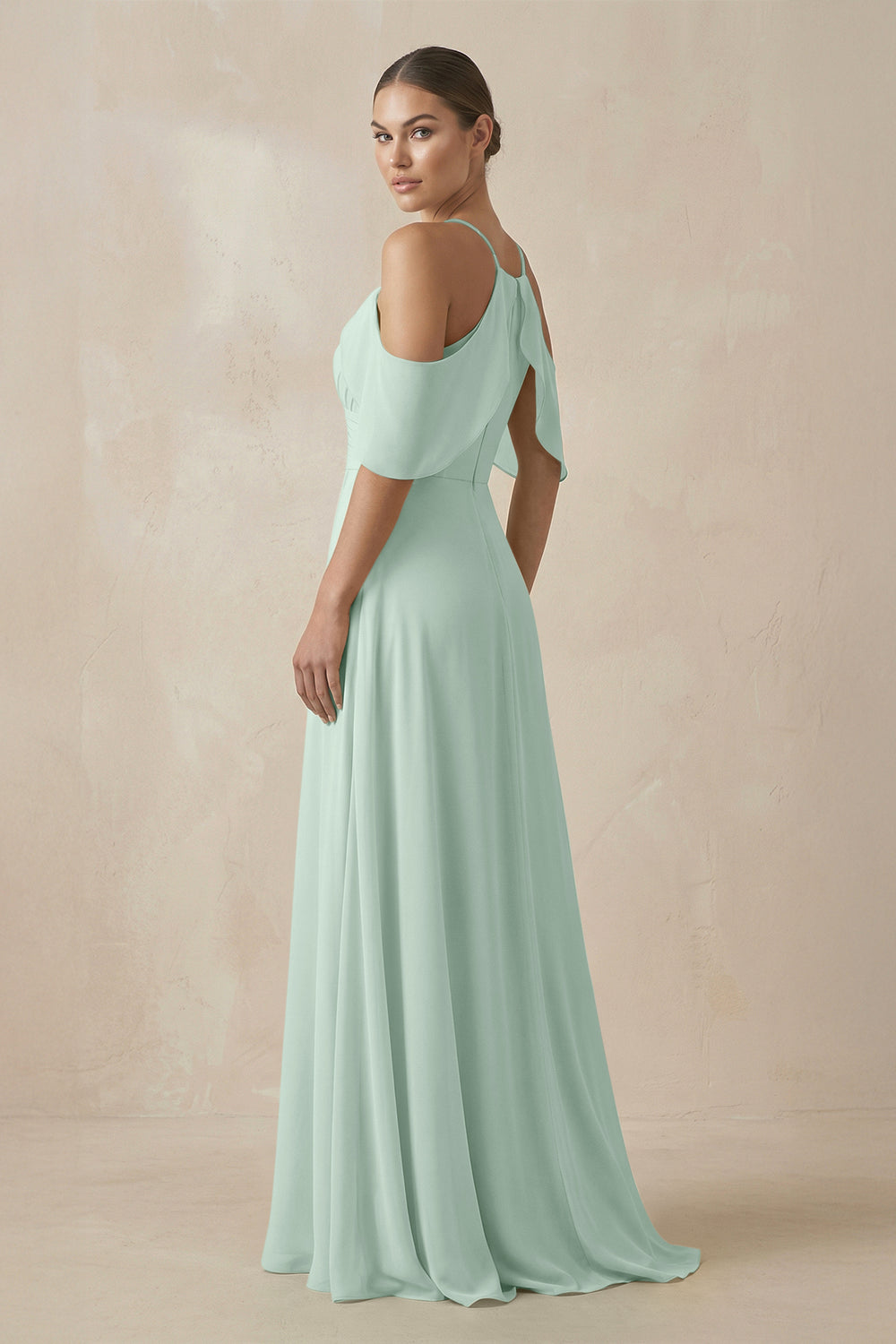 Chiffon A-Line Long Bridesmaid Dress in Sage