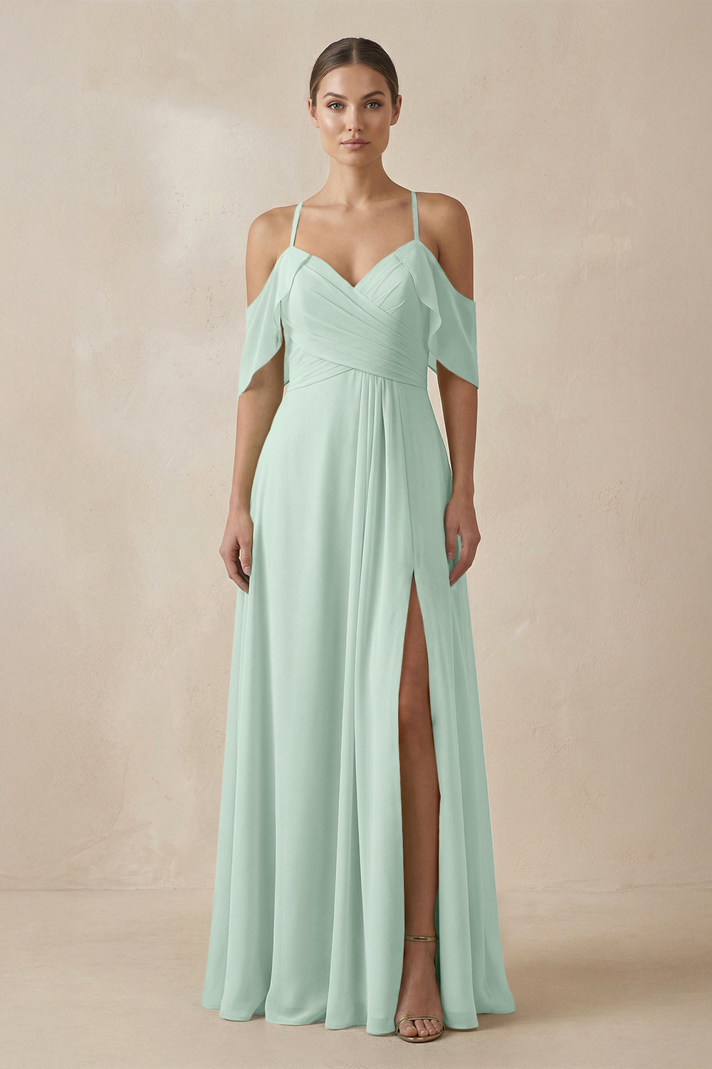 Chiffon A-Line Long Bridesmaid Dress in Sage