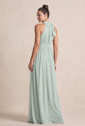 Sage Chiffon Halter A-Line Mother of the Bride Dress (2) | KISSBRIDAL