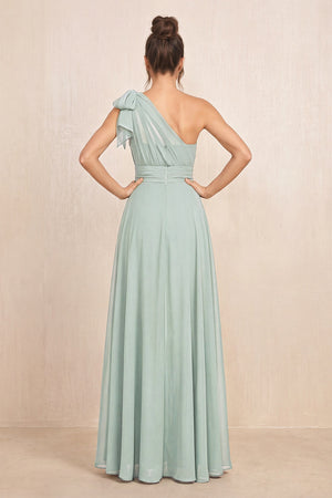 Sage One-Shoulder Chiffon Mother of the Bride Jumpsuits (2) | KISSBRIDAL