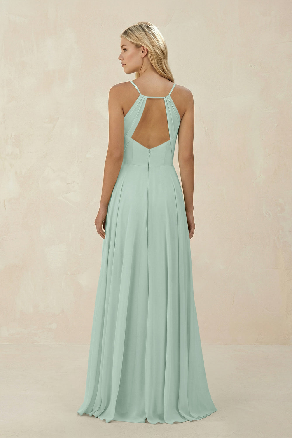 Spaghetti Strap A-Line Chiffon Bridesmaid Dress in Sage