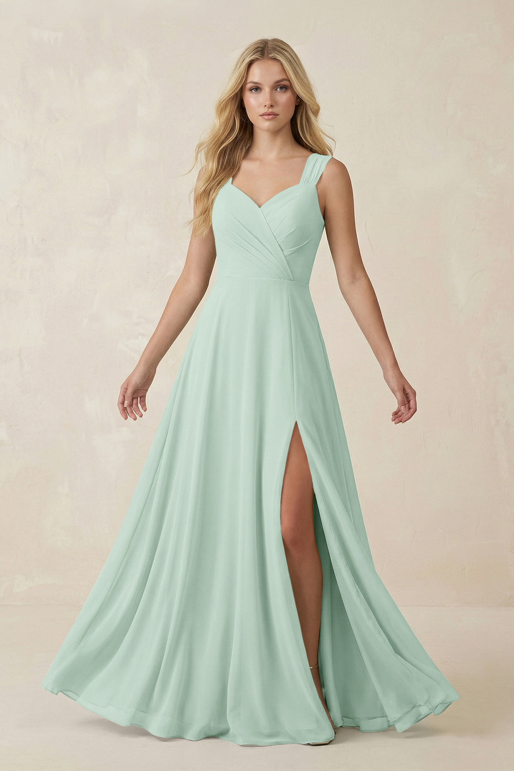 Sweetheart A-Line Chiffon Long Bridesmaid Dress in Sage
