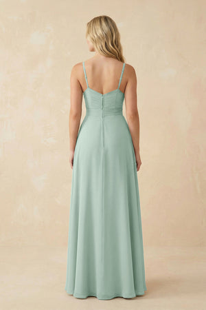 Sage Sweetheart A-Line Pleated Chiffon Bridesmaid Dress (2) | KISSBRIDAL