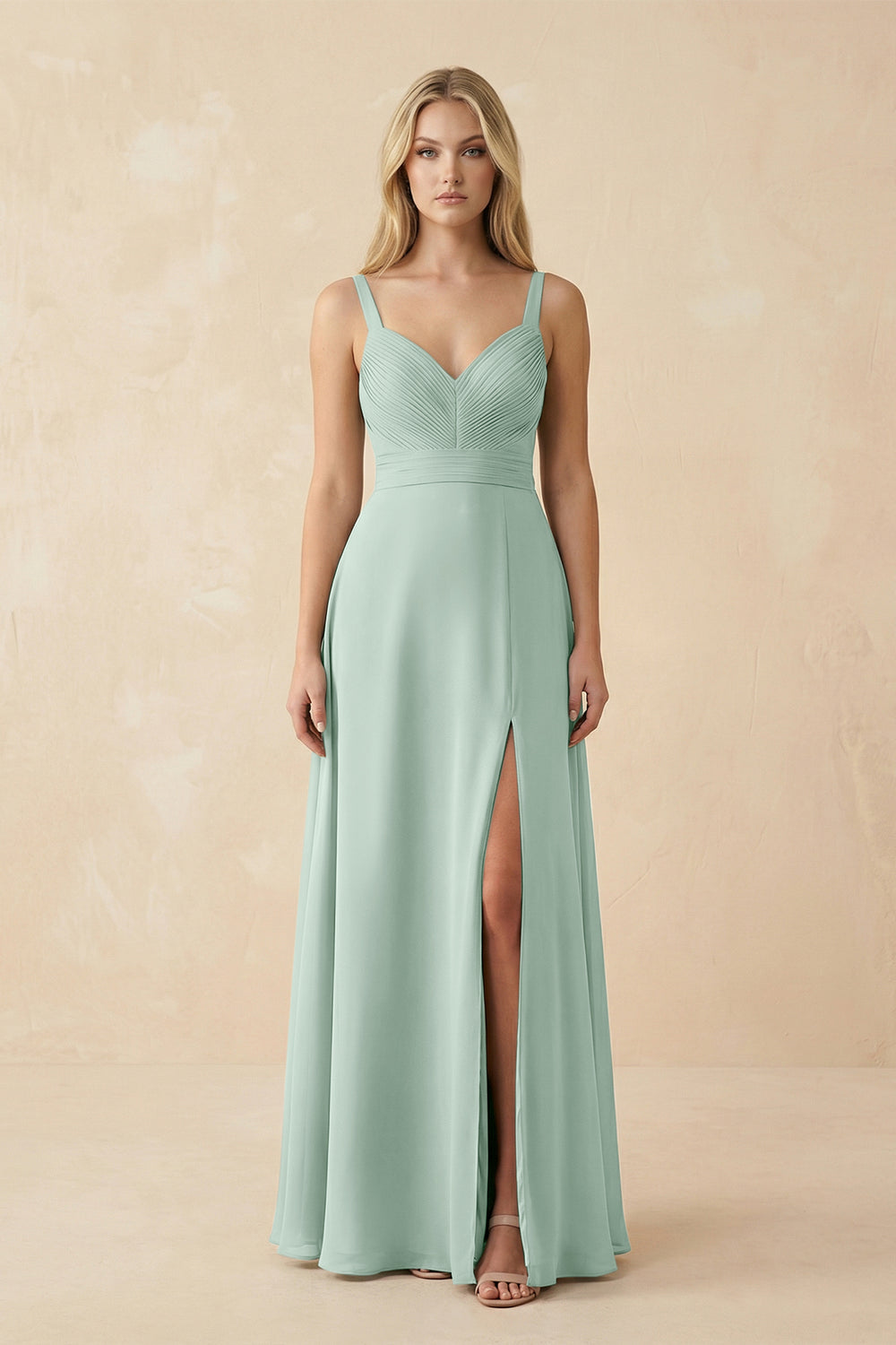 Sweetheart A-Line Pleated Chiffon Bridesmaid Dress in Sage