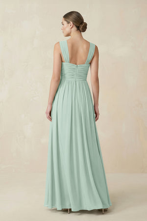 Sage Sweetheart Pleated Chiffon A-Line Bridesmaid Dress (2) | KISSBRIDAL