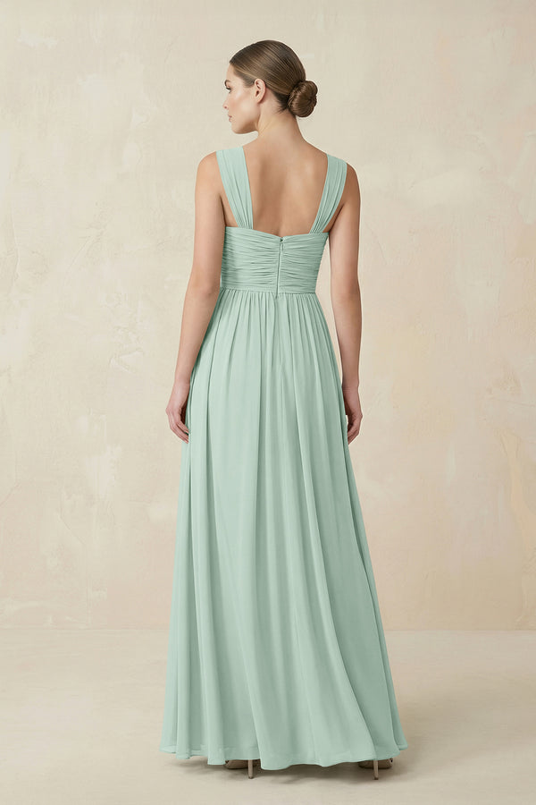 Sage Sweetheart Pleated Chiffon A-Line Bridesmaid Dress (2) | KISSBRIDAL