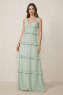 Sage Sweetheart Tiered A-Line Chiffon Bridesmaid Dress | KISSBRIDAL