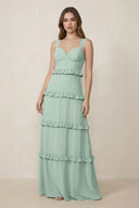 Sage Sweetheart Tiered A-Line Chiffon Bridesmaid Dress | KISSBRIDAL