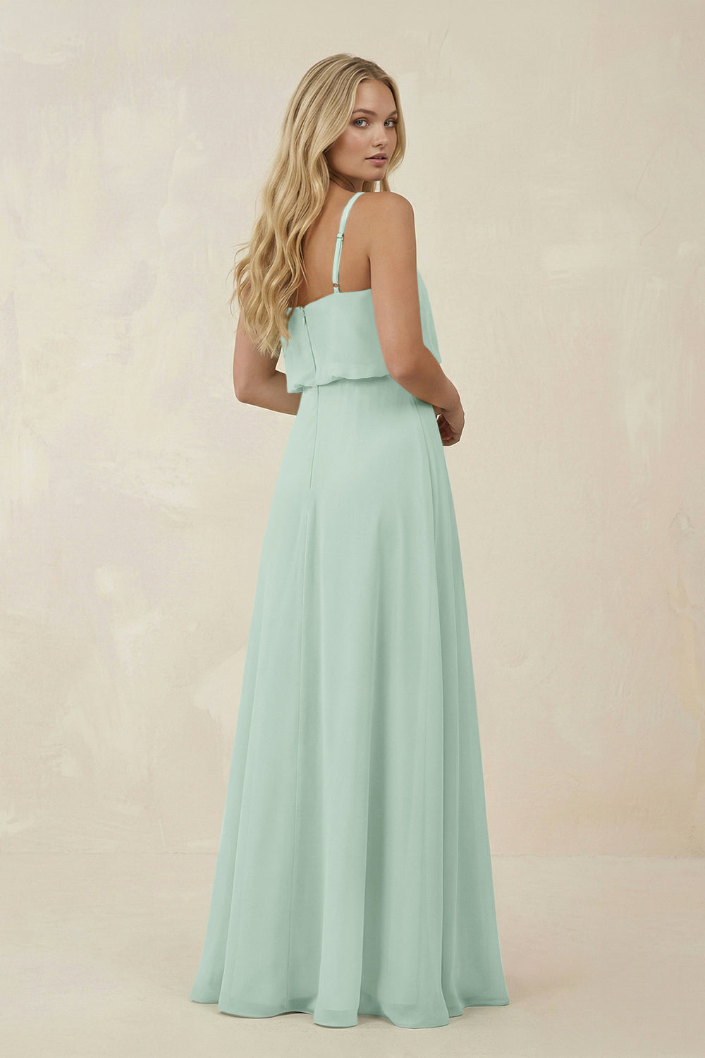 V-Neck Blouson A-Line Chiffon Bridesmaid Dress in Sage