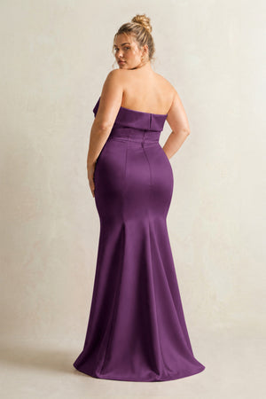 Sangria Strapless Satin Mermaid Bridesmaid Dress (2) [sizeplus] | KISSBRIDAL