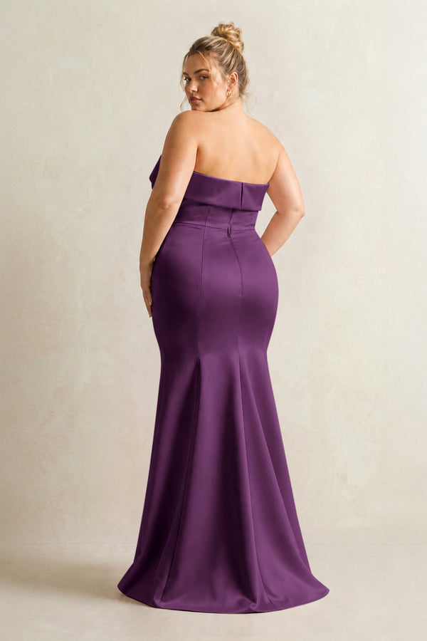 Sangria Strapless Satin Mermaid Bridesmaid Dress (2) [sizeplus] | KISSBRIDAL