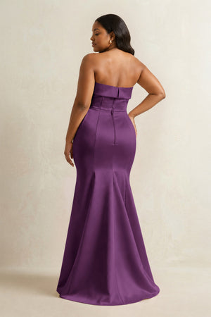 Sangria Strapless Satin Mermaid Bridesmaid Dress (4) [sizeplus] | KISSBRIDAL