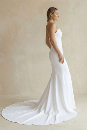 Satin Mermaid Satin Strapless Simple Wedding Dress - SHE IS ME Wedding Dresses