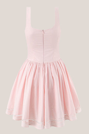 Scoop Neck A-Line Mini Dress With Bow in Pink– SHE IS ME Dresses